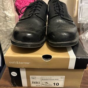Croft and Barrow Bowman Black Wide Men’s Dress Shoes Size 10
